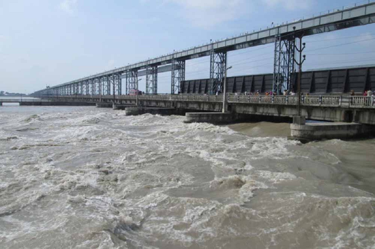 Swollen Saptakoshi River after incessant rainfall at the Koshi B